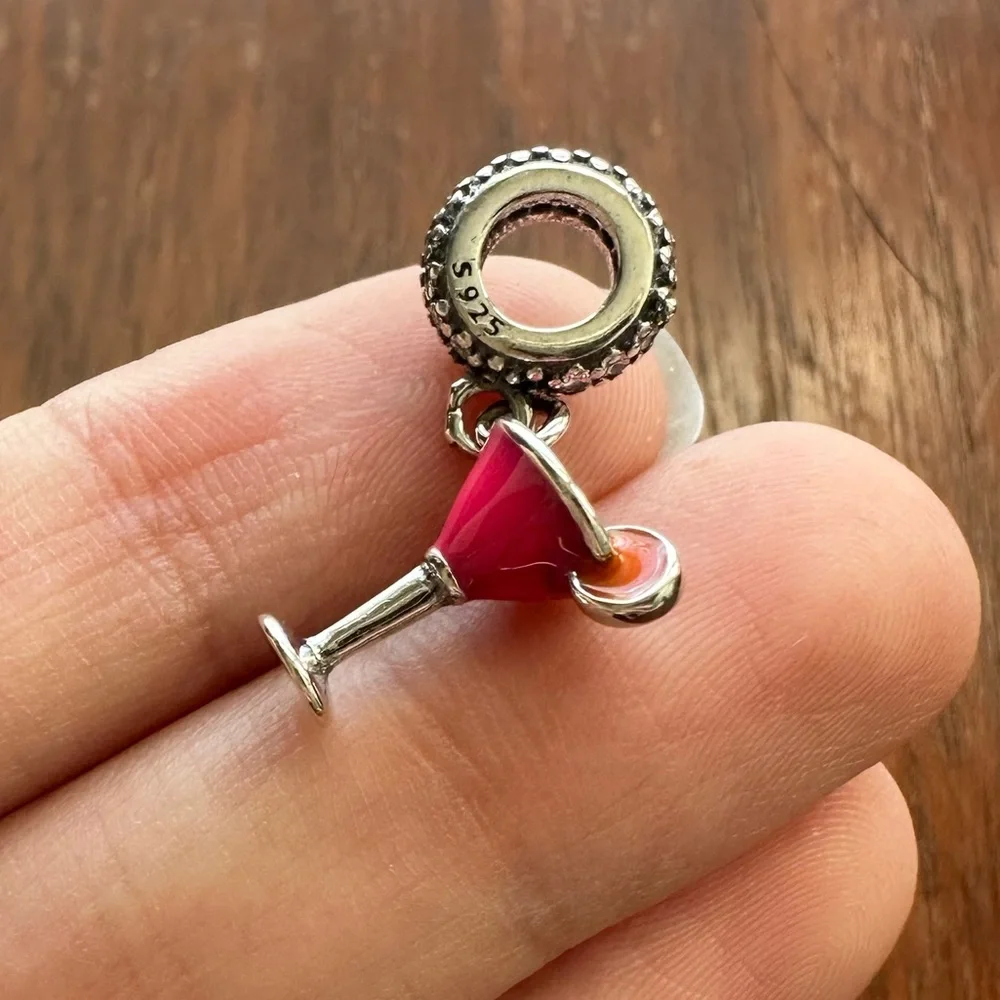 NWOT Pandora Fit Cosmopolitan Cocktail Silver Charm_3